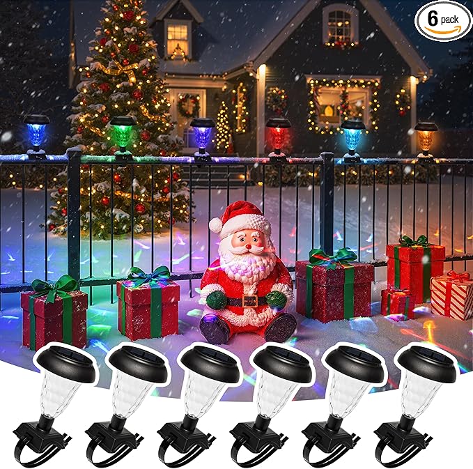 Solar Christmas Fence Lights Outdoor Decor, Waterproof Patio Lights with RGB Color Changing for Holiday & Halloween | Lumora