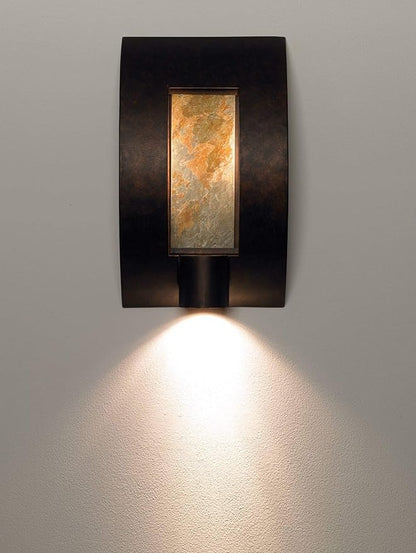 Franklin Iron Works Framed Slate 16" High Modern Outdoor Wall Light Fixture Mount Porch House Exterior Outside 3-Light Weatherproof Stone Bronze Finish Metal Front Door Patio Garage Home Deck
