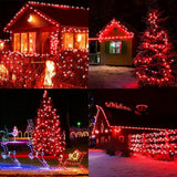 QITONG 2 Pack Red and White Solar String Lights, Each 66ft 200 LED Solar Christmas Lights Outdoor Waterproof, 8 | Lumora