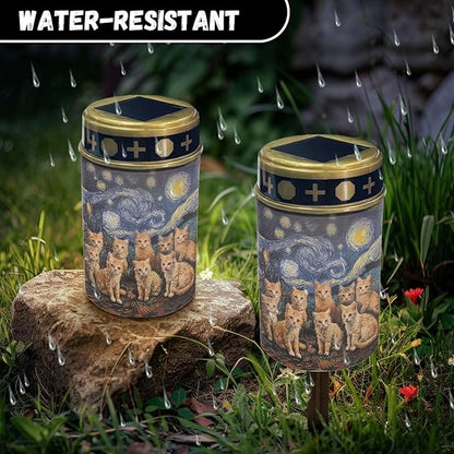 Starry Night Cats Solar Garden Stake Light, Cemetery Decorations for Grave Outdoor Lights,Sympathy Memorial Gifts for Mother, for Christmas Garden Lawn Yard Patio Decor