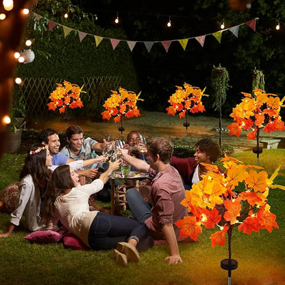 Solar Garden Lights Outdoor,2Pack Artificial Solar Fall Lighted Maple Tree,40LED With Maple Leaf Solar Stake Lights Outdoor,Thanksgiving Gift，Solar fall lights,for Yard Pathway,Thanksgiving Decoration