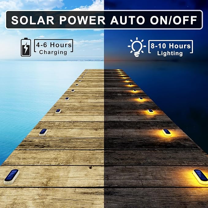 Solar Deck Lights, 6 Pack Waterproof LED Path Lights, Outdoor Solar Step Lights, Solar Powered Light Bar for | Lumora