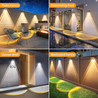 Solar Fence Lights Outdoor 16 Pack - 3 Modes (Warm/Neutral/Cool White), Fence Lights Solar Powered for Outside, IP65 Waterproof, Deck Lighting for Wall, Step, Patio, Pathway, Stairs