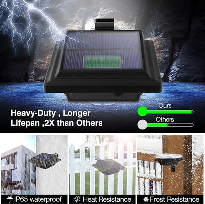 KEENZO Solar Powered Gutter Lights Waterproof Outdoor Dusk to Dawn 25 LED Deck Fence Wall Stair Step and Yard Cool/Warm White LED Eaves Garden Landscape Pathway (Cool White Light_4 PCS, Black)