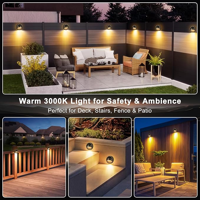 Low Voltage LED Deck Lights Kit with Transformer, Dusk-to-Dawn Outdoor Step Lights Waterproof IP67, Warm White | Lumora