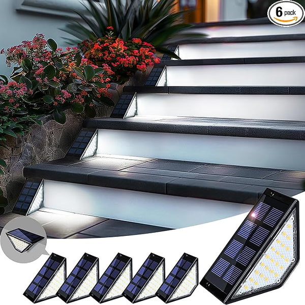 6 Pack Solar Step Lights for Outside, 24 LEDs Solar Stair Lights Waterproof IP65, Solar Deck Lights Outdoor Decor | Lumora