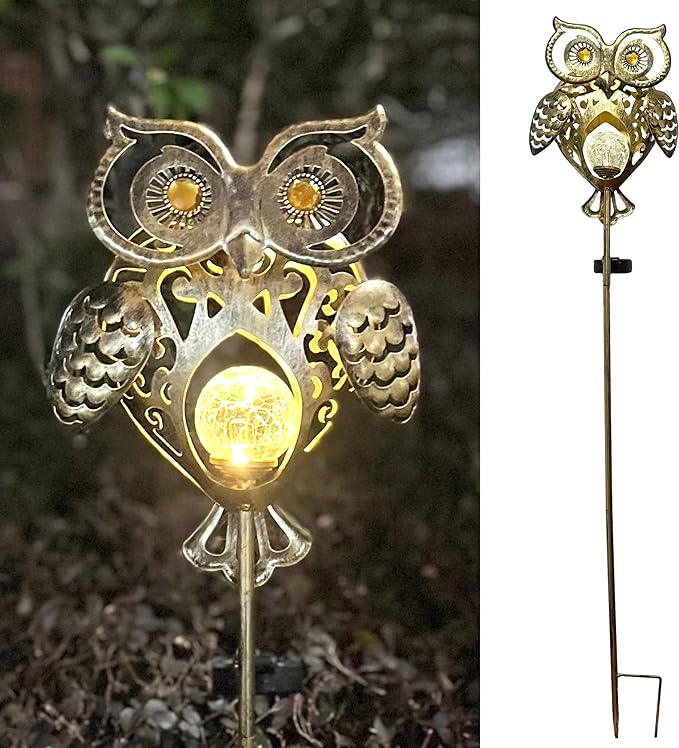 Owl Light for Garden Decor - Waterproof Pathway Stakes, Outdoor Lawn Patio Lights, Unique Yard Gift for Family