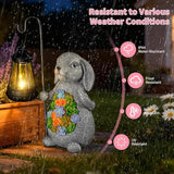 Solar Rabbit Garden Statue with Lantern – Waterproof Resin Outdoor Decor for Yard, Lawn, Patio, Garden – Gift for | Lumora