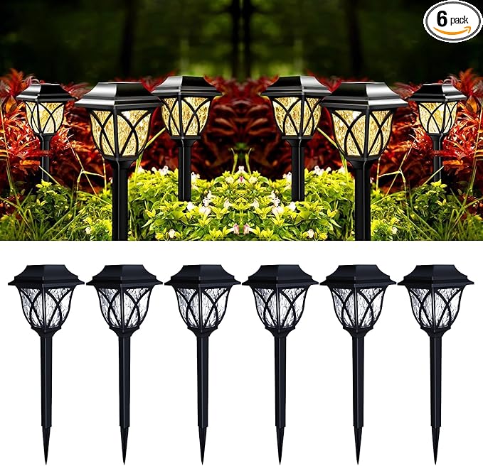 Solar Pathway Lights Outdoor, 6 Pack, Warm White, IP65 Waterproof & Weather Resistant, Garden Lights for Yard, Patio, Walkway, Landscape