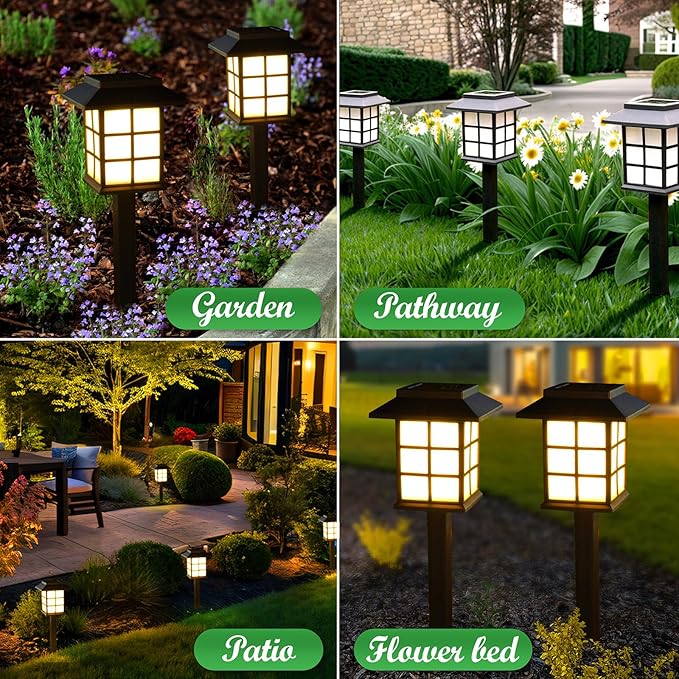 Anordsem Solar Garden Light Outdoor：2 Pack LED Waterproof Pathway Lighting - Uniquely Designed Modern Durable Decorative Lights for Lawns Walkways backyards - Gifts for Gardening Enthusiasts
