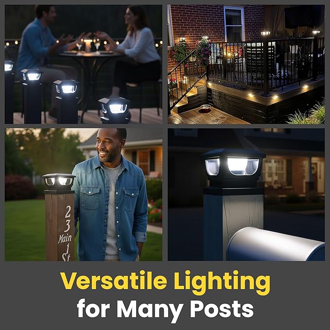 Brighticonic Solar Post Cap Lights Outdoor for 4x4, 3x3 – Auto On/Off Post Lights Solar Powered - Easy Install | Lumora
