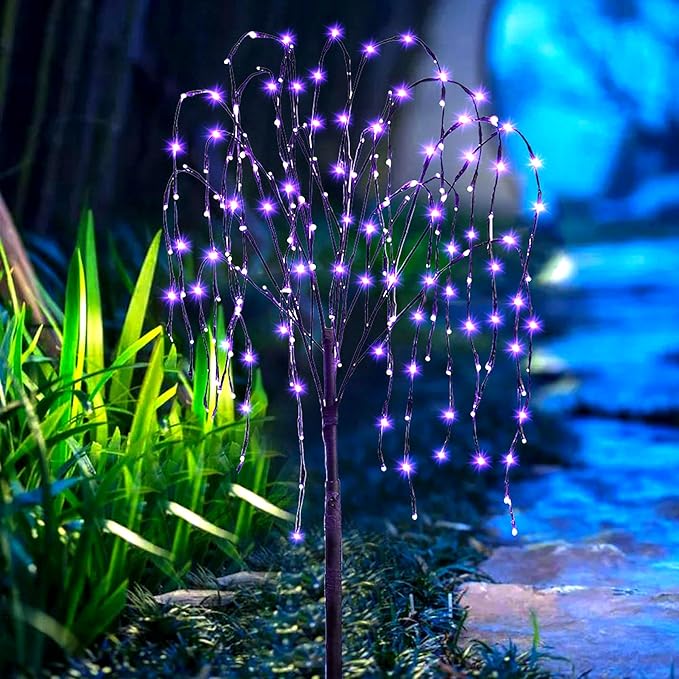 FUCHSUN 4.6 FT 200 LED Solar Lighted Willow Tree Outdoor, Light Up Weeping Willow Tree Garden Pathway Lights | Lumora