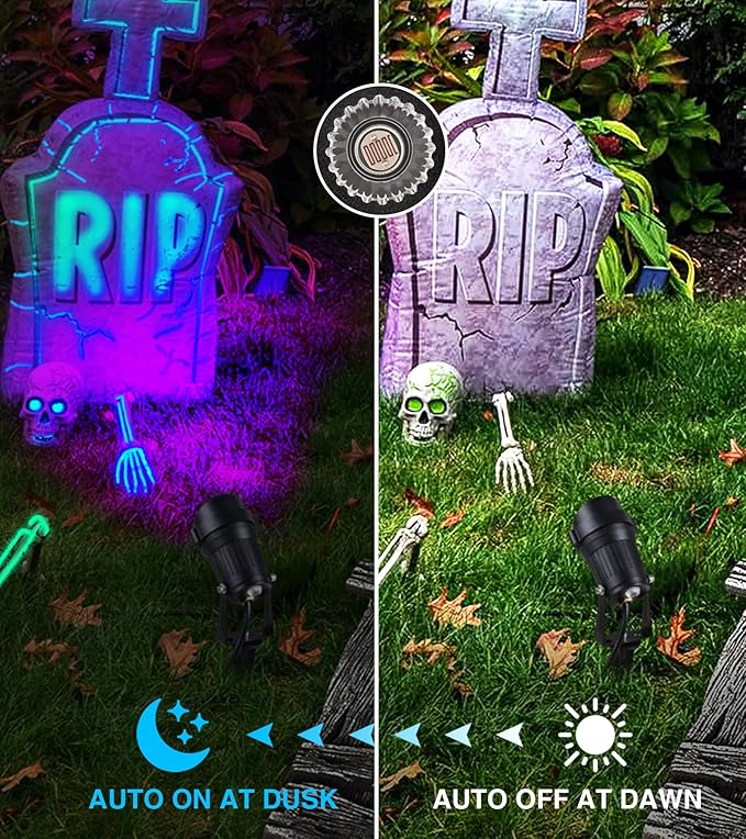 SUNVIE 1 Pack Halloween Spotlights Outdoor Black Light with Photocell Sensor 10W Blacklight Spotlight Waterproof LED Black Light Halloween Spot Lights 120V Purple Spotlight for Glow Party Fluorescent