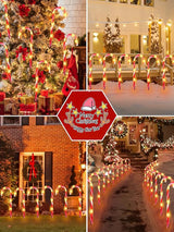 BOSSERN Upgraded 24 Pack Candy Cane Solar Christmas Lights Waterproof, Rechargeable Pathway Lights with Remote | Lumora