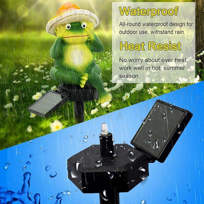 SmilingTown Solar Garden Lights Resin Warm White LED Figure Waterproof Decorations with Stake for Outdoor Yard Pathway Outside Patio Lawn Decor 2 Pack (Frog)