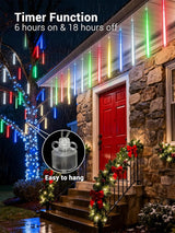 Flacchi Meteor Shower Icicle Lights - 5 Tubes 20" Each 270 LED Cascading Raindrop Lights, Timer Outdoor Waterproof | Lumora