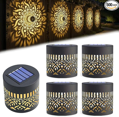 2026 New Decorative Solar Mandala Lights Outdoor Garden - Metal Waterproof Pathway Lights Solar Powered, Shadow Projection Landscape Lighting for Backyard, Patio, Walkway, Lawn, Porch Decor (4pcs)