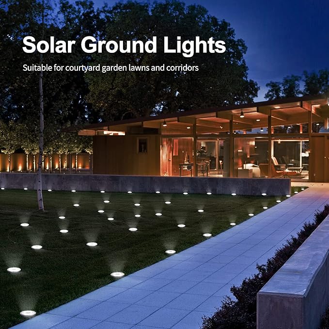 Pozzolanas 12 Pack Solar Ground Lights - 8 LED Outdoor In-Ground Landscape Lights for Pathway, Yard, Walkway, Patio | Lumora