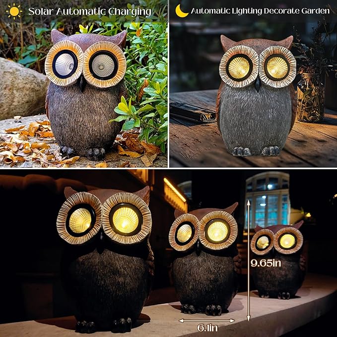 DKJOCKY Owl Gifts for Women, Solar Owl Decorations for Yard, Garden Oranments Outdoor Gardening Gifts for Mom Women | Lumora