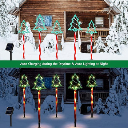 Floor Lamp Solar Christmas Lights 8 Modes Xmas Tree Lights Waterproof Outdoor Decorations Ornament Christmas Lamp Outdoor Lawn Stake Green