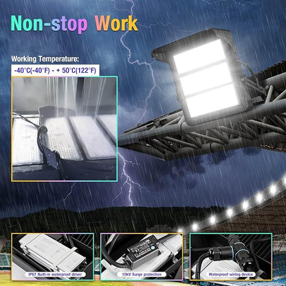 ledmo 750W Dimmable LED High Mast Stadium Light, Outdoor 90000LM Super Bright Floodlight Commercial 100-277V 5000K Daylight IP66 Adjustable Waterproof Arena Lighting for Sport Court