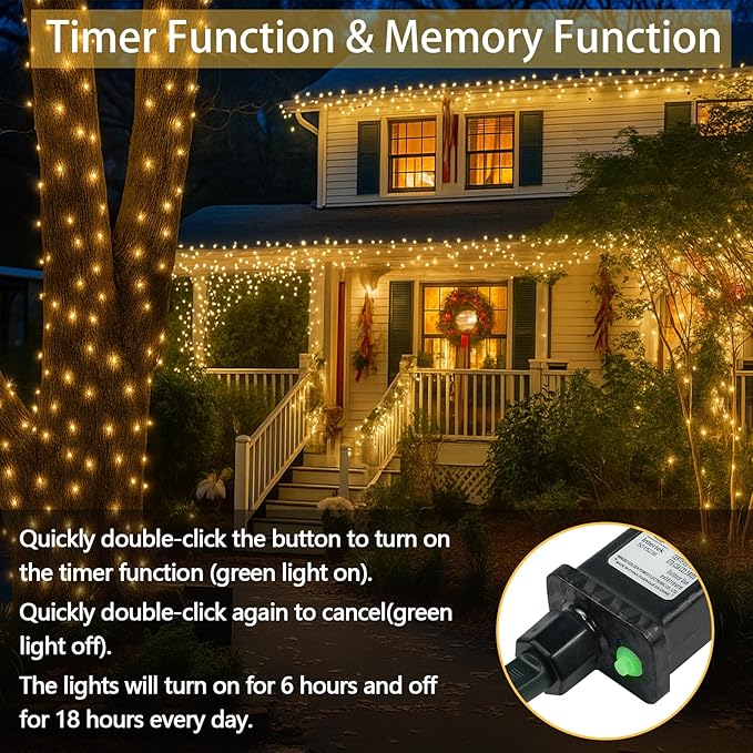 Super-Long 180FT 500 LED Christmas String Lights Indoor Outdoor,13 Modes Warm White Christmas Lights Waterproof, Twinkle Fairy Lights Plug in Clear Wire for Christmas Tree Bedroom Wedding Party