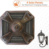Gama Sonic Solar Outdoor Wall Light, Royal Bulb Exterior Sconce Lamp, Weathered Bronze Finish Aluminum, Rain Water | Lumora