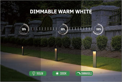GKOLED 4 Pack Low Voltage Landscape Pathway Light Fixture, 9-15V AC DC Outdoor Walkway Lighting with APP Control, Color Changing Warm White for Yard Lawn, Stake, Die-cast Aluminum Housing