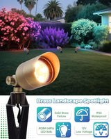Low Voltage Landscape Lighting, Halloween Spotlight Outdoor, Color Changing Landscape Light, 12V Brass Spot Light | Lumora