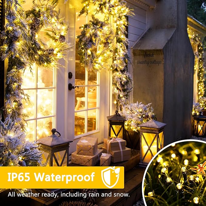 Toodour Battery Christmas Lights, 68.9ft 200 LED Christmas String Lights with 8 Twinkle Modes, Timer, Waterproof Battery Operated String Light for Home, Party, Holiday, Xmas Decor - Warm White