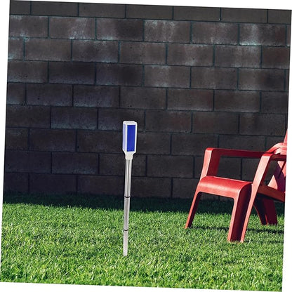 2pcs Solar Roadblock Light Solar Pathway Lights Landscape Lighting Driveway Marker Lights Traffic Stop Light Yard Markers LED Garden Lights Blue Stainless Steel