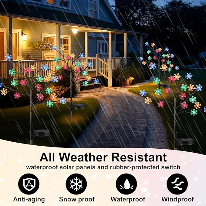 8 Pcs Solar Christmas Snowflake Pathway Lights Outdoor Decorations 8 Modes 160 LED Solar Snowflake Stake Lights Waterproof 28" H Christmas Outside Decor for Garden Walkway Porch Yard