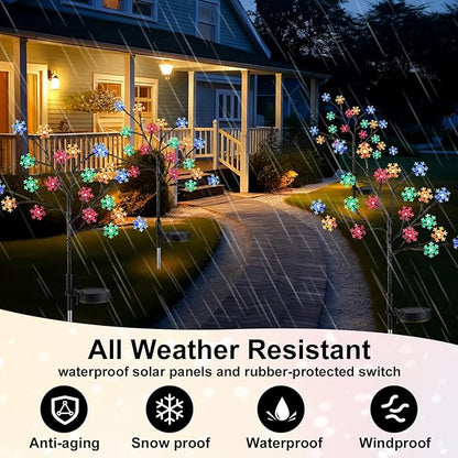 2 Pcs Solar Christmas Snowflake Pathway Lights Outdoor Decorations 8 Modes 40 LED Solar Snowflake Stake Lights Waterproof 28" H Christmas Outside Decor for Garden Walkway Porch Yard