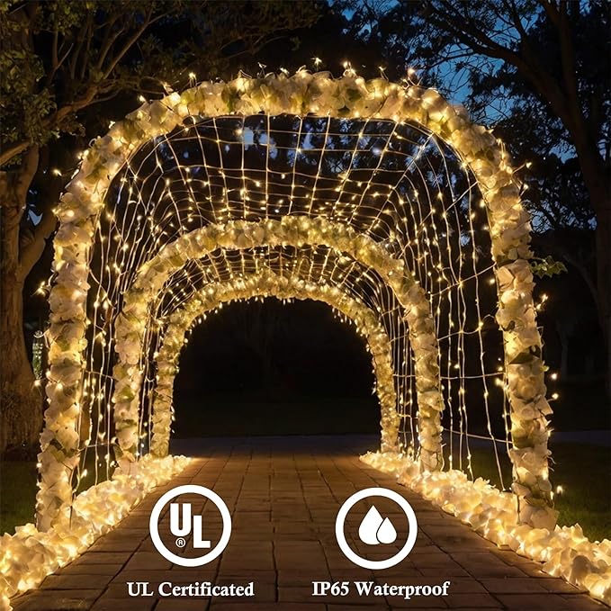 Warm White Christmas Lights - 143.7ft 400 LED Tree Lights Outdoor, UL Certified Plug in Fairy Outdoor Waterproof, Indoor Twinkle 8 Modes & Timer for Outside, Bedroom, Party Wedding