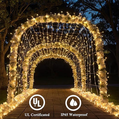 Warm White Christmas Lights - 143.7ft 400 LED Tree Lights Outdoor, UL Certified Plug in Fairy Outdoor Waterproof, Indoor Twinkle 8 Modes & Timer for Outside, Bedroom, Party Wedding