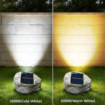 Solar Powered Rock Lights Outdoor- 2 Pack Super Bright Solar Spot Garden with 2 Lighting Modes, IP65 Waterproof Outdoor Decorative for Garden,Backyard, Roads, Yard, Patio Landscape,Sidewalks