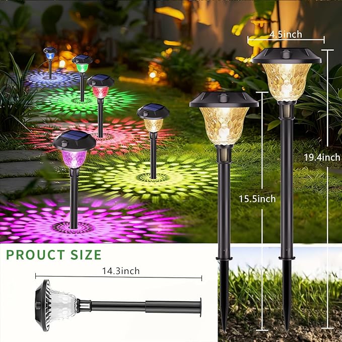 Solar Pathway Lights Outdoor Waterproof, Multicolor & Warm White Changing LED Solar Lights Christmas Decorations | Lumora