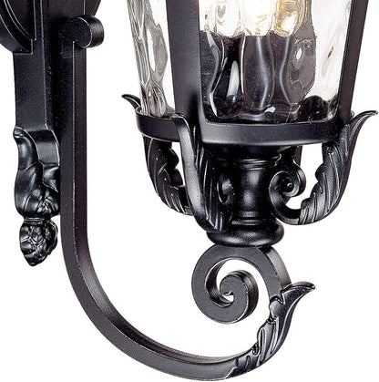 John Timberland Casa Marseille European Outdoor Wall Light Fixture Textured Black Scroll Arm 31" Clear Hammered Glass for Exterior House Porch Patio Outside Deck Garage Yard Front Door Home