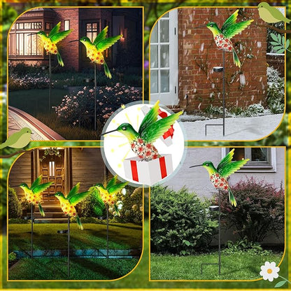 VIHOSE Garden Hummingbird Solar Lights Decor, Cardinal Solar Stake Lights for Outdoor Yard, Metal Red Hummingbird Gift for Women Mom, Waterproof Decorative Warm LED for Outside Yard Lawn Patio Porch