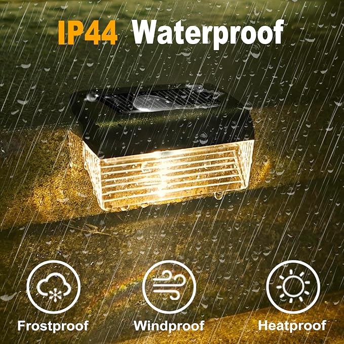 Solar Fence Lights Outdoor - 16 Pack Deck Lights 3000k Fence Light Solar Powered, IP55 Waterproof Setp Lights Outdoor for Deck, Outside Step, Patio, Yard, Backyard, Garden