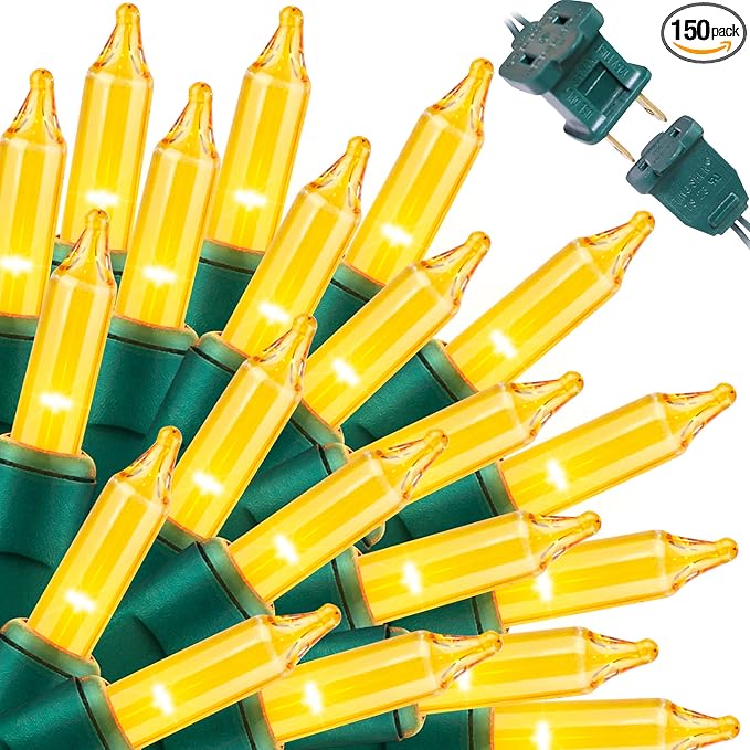 LAMPHOME Super-Bright Extendable Yellow Christmas Lights Decoration 150Lights 31.9ft UL Certified Mini Bulb String Light Set for Outdoor Christmas Tree Garden Holiday Party Patio Wedding Garland Decor