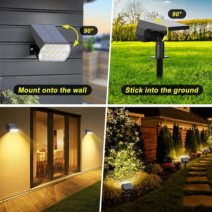 Solar Spot Lights Outdoor 8 Pack, IP65 Waterproof Solar Landscape Spotlights with 65 LEDs, 3 Lighting Modes Solar | Lumora