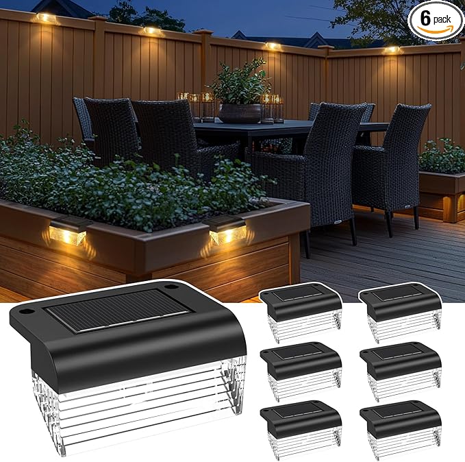 TIJNN Solar Deck Lights, Outdoor Lighting Solar Fence Light Waterproof Backyard Essentials Patio Decor,for Outdoor | Lumora
