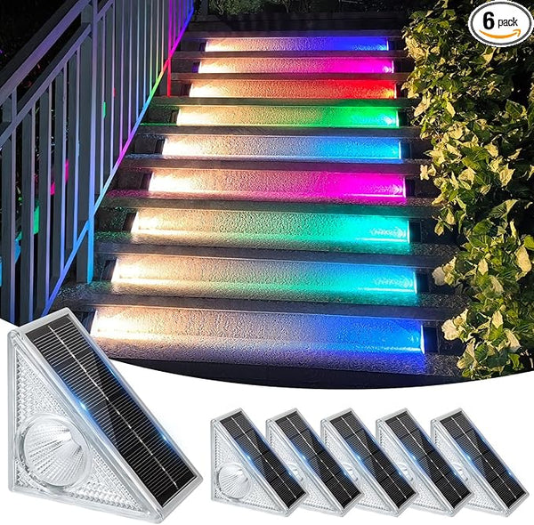 Ellasay Solar Step Lights for Outside 6 Pack,10 Color Modes Stair Lights Outdoor, Waterproof IP67 Solar Lights for | Lumora