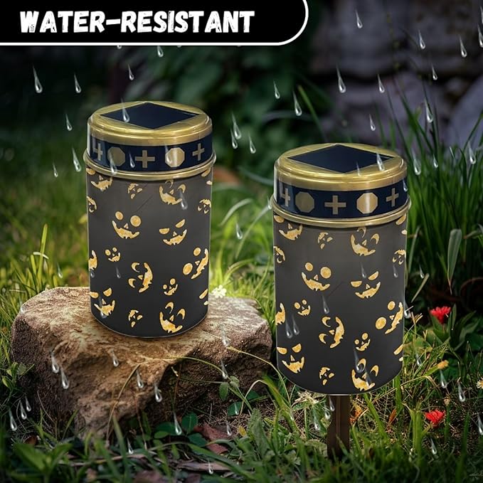 Ghost Faces Solar Lights for Cemetery Grave Solar Lights for Cemetery Memorial Stake Solar Lights Waterproof Outdoor Garden Stake