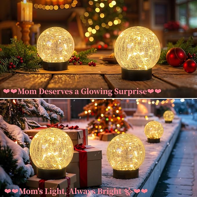 4 Packs Solar Globe Lights Outdoor USB Charged Garden Decor 3.94" Diameter 30LED 1000mAh Solar Globe Lights for Outdoor Indoor Mothers Day Gifts Holiday Decor(3.94'' Medium 4 Pack Warm White)