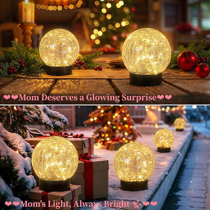 4 Packs Solar Globe Lights Outdoor USB Charged Garden Decor 3.94" Diameter 30LED 1000mAh Solar Globe Lights for Outdoor Indoor Mothers Day Gifts Holiday Decor(3.94'' Medium 4 Pack Warm White)