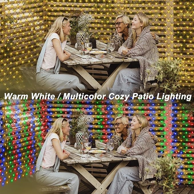 ZAIYW Dual Color Changing Net Lights 20Ft x13Ft 660 LED Christmas Net Light Outdoor Mesh Lights Green Wire Plug in with Timer Remote for Bushes Garden Wedding Xmas Decor (Warm White & Multicolor)