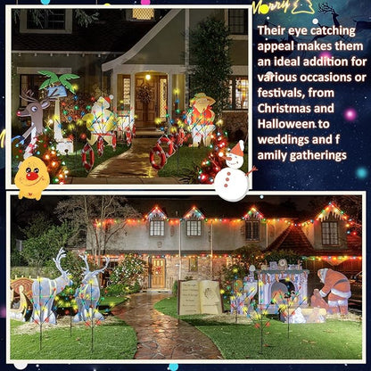 Saillong Set of 6 Solar Christmas Pathway Lights Christmas Decorations Outdoor 120 LED Waterproof Decorative Lights 8 Modes Multicolor Outside Decor for Xmas Party Yard Front Porch Door(Colorful)