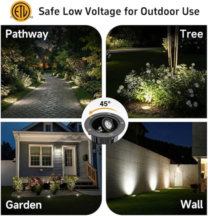 Gardenreet Outdoor Well Lights Low Voltage - Solid Brass Ip65 LED Inground Lighting, 12V All Weather Fixture, Antique Bronze for Tree Garden House with 4000K Neutral White MR16 Bulb